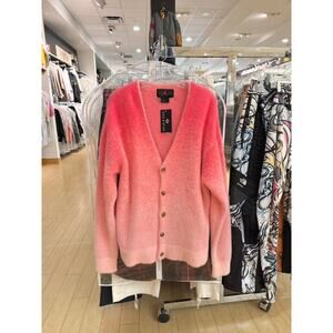 Nike Air Jordan Fuzzy Mohair Cardigan Sweater Aster Pink Fluffy Gradient